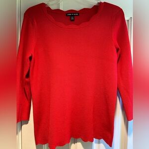 Cable & Gauge Scalloped Trim Sweater